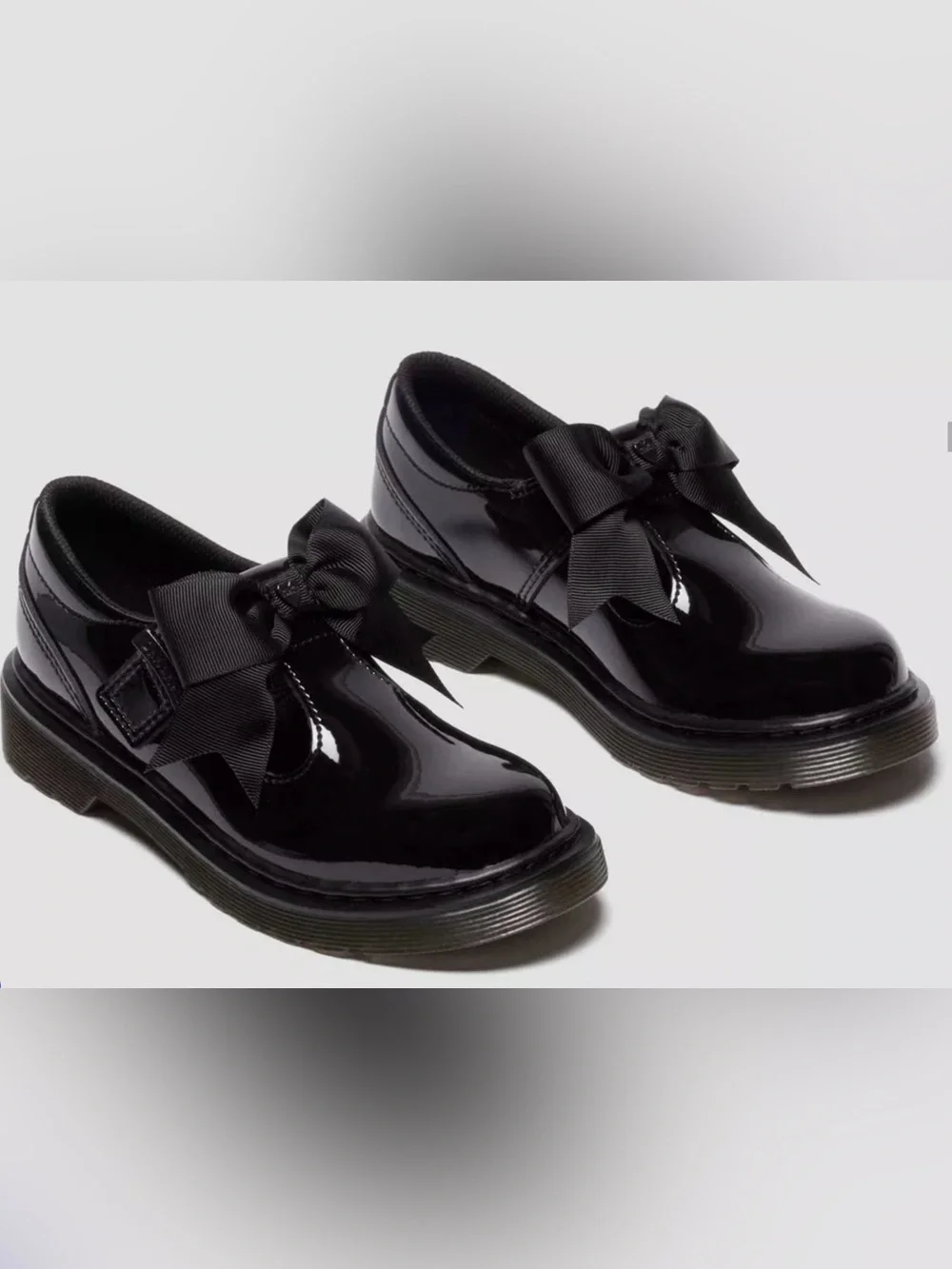 Dr. Martens Kids Black Patent Mary Jane with Ribbon Size 12